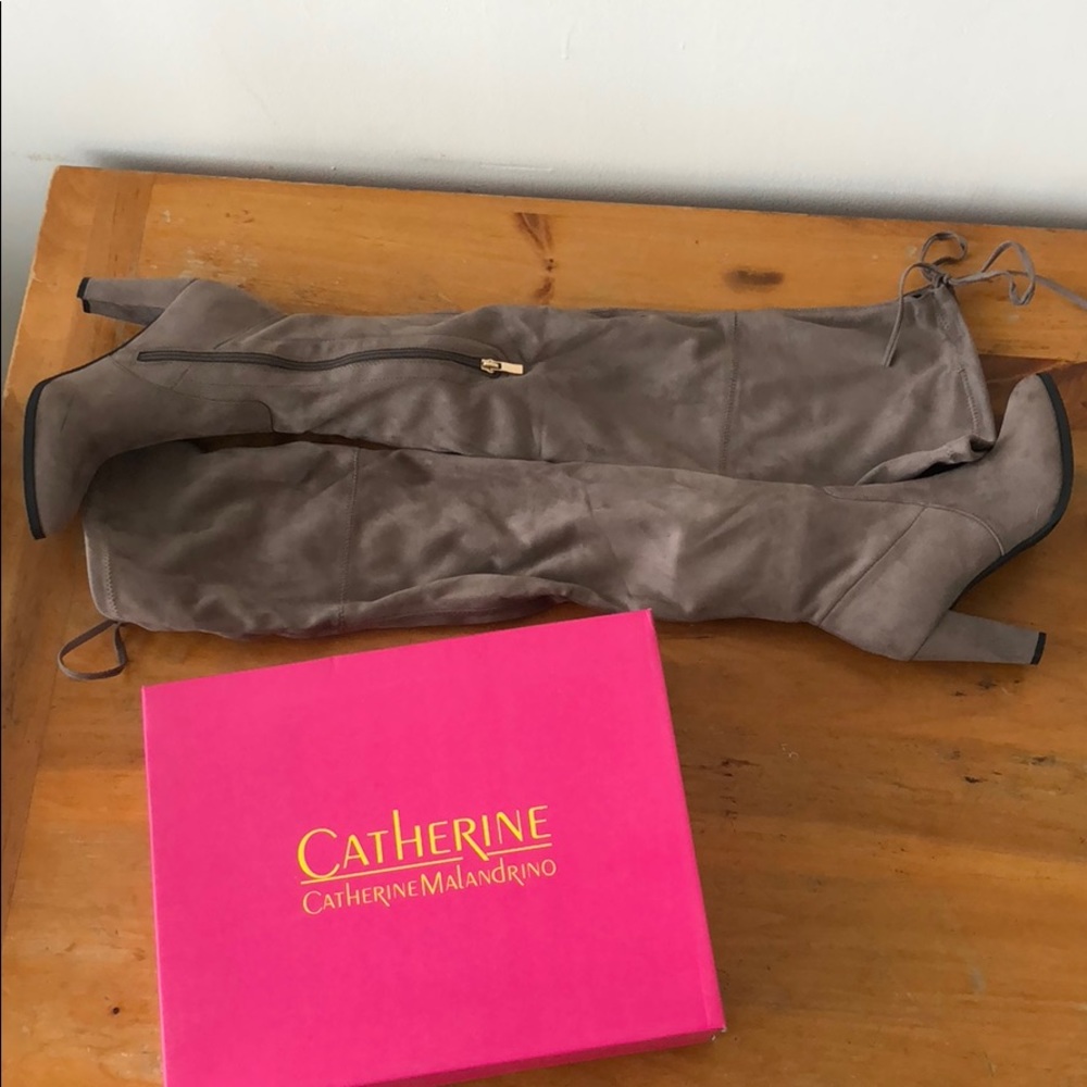 Catherine Malandrino taupe OTK boots